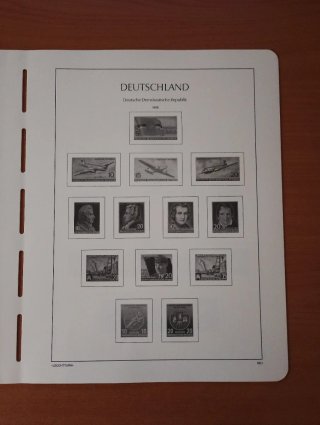 Sellos RDA 1956 MNH y hojas preimpresas Leuchtturm