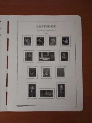 Sellos RDA 1956 MNH y hojas preimpresas Leuchtturm