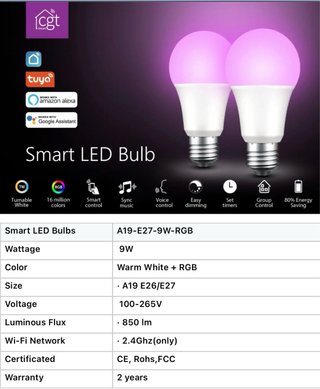 Lampadina Smart WiFi RGB 9W