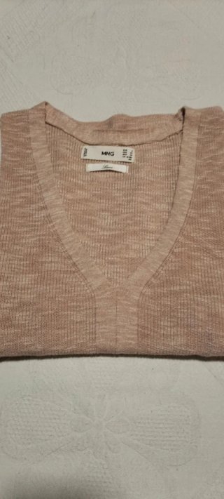 Chaleco punto Mango rosa palo. Talla XS