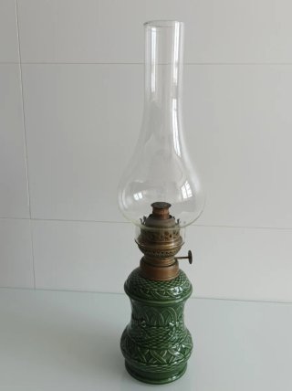 Quinqué exclusivo antiguo cerámica esmaltada