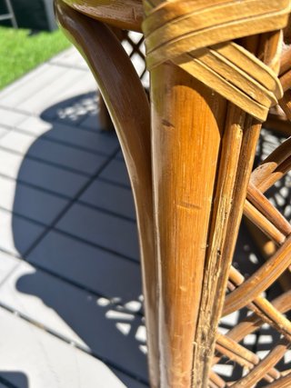 Sillón exterior ratán y cojín azul