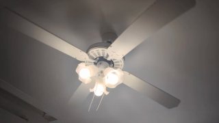 Lámpara Ventilador elegante de metal-madera blanco