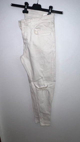 Pantalón Zara Blanco Roto Hombre