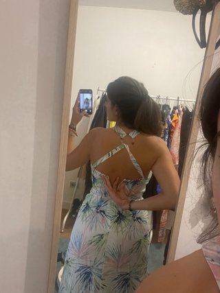 Vestido largo estampado tropical