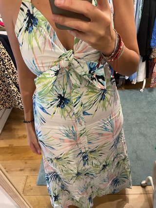 Vestido largo estampado tropical