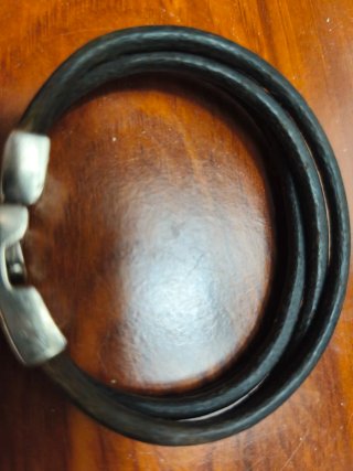 Pulsera Uno de 50 Plata y Cuero marron