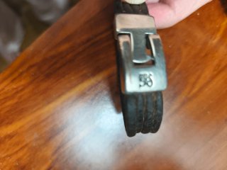 Pulsera Uno de 50 Plata y Cuero marron