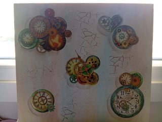 Cuadro artesanal relojes y engranajes