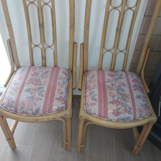 Juego de 2 sillas de ratán y tela