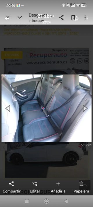 Asientos traseros Mercedes Clase A