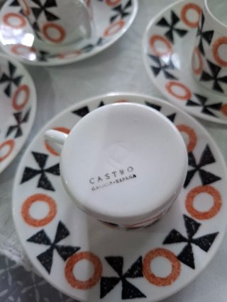 Set caffè vintage Castro (Sargadelos) in porcellana