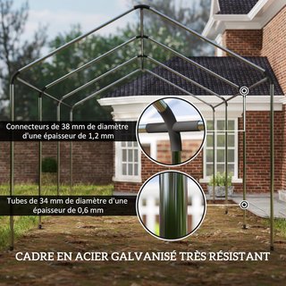 Tenda da garage Carport 3 x 6 m con 2 porte avvolg