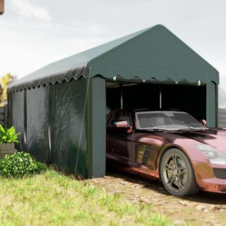 Tenda da garage Carport 3 x 6 m con 2 porte avvolg
