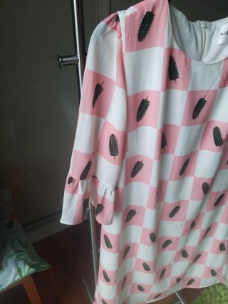 Vestido Migle + Me cuadros rosa y blanco
