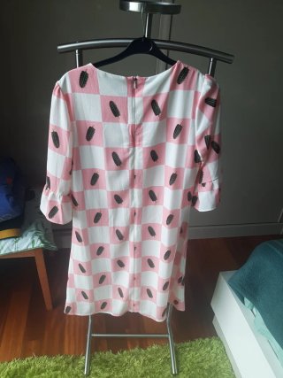 Vestido Migle + Me cuadros rosa y blanco