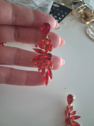 Tocado y pendientes fiesta rojo y dorado