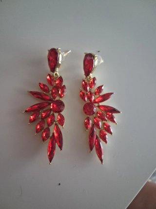 Tocado y pendientes fiesta rojo y dorado