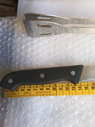 Set BARBACOA Cuchillo y Pinzas Acero Inox regala