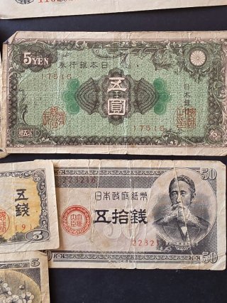 Lote Billetes Japoneses  segunda Guerra Mundial.