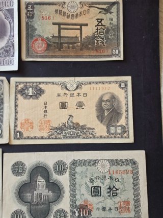 Lote Billetes Japoneses  segunda Guerra Mundial.