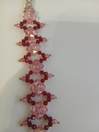 Pulsera de cristal rosa y rojo