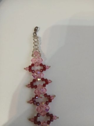 Pulsera de cristal rosa y rojo