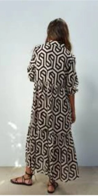 Vestido Largo Zara Talla M Estampado Geométrico