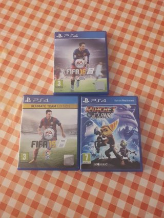 Lote 3 Juegos PS4: FIFA 15, FIFA 16, Ratchet & Cla