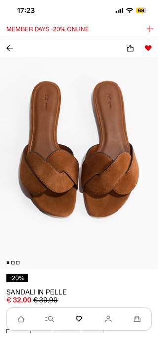 Sandali H&M Pelle Marrone Tg 39