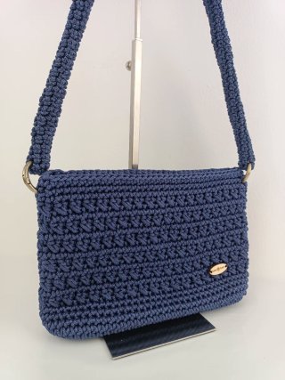 Bolso crochet azul estilo cartera azul marino