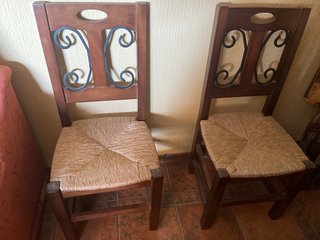4 Sillas Rústicas Anea y Hierro Forjado