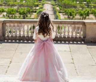 Vestido de Comunión Rosa y Blanco