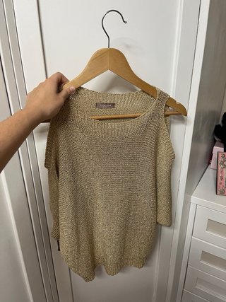 Top brillante talla única dorado