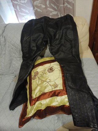 Pantalón Moto Cuero Talla XL Negro