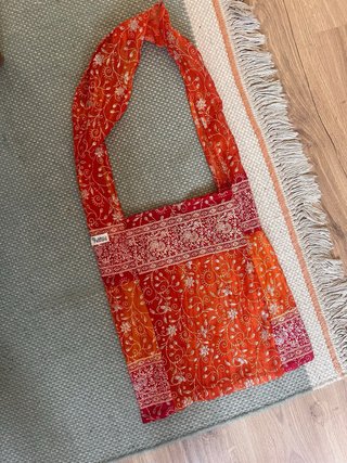 Cortina Sari Boho Naranja y Rosa