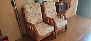 2 Sillones Provenzales Madera y Tela