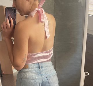 Top Halter Rosa Espalda Abierta