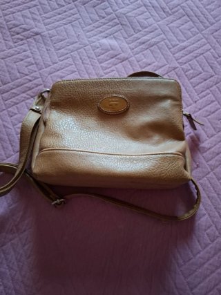 Bolso bandolera piel sintética beige