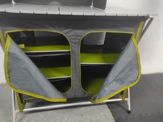 Mueble Cocina Camping Tela Gris y Verde