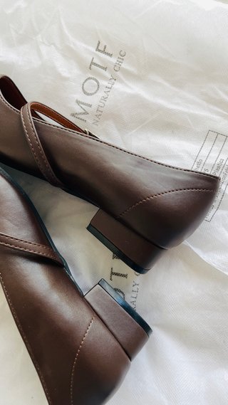 Zapatos Mary Jane Mote Marrón Bajo Tacón