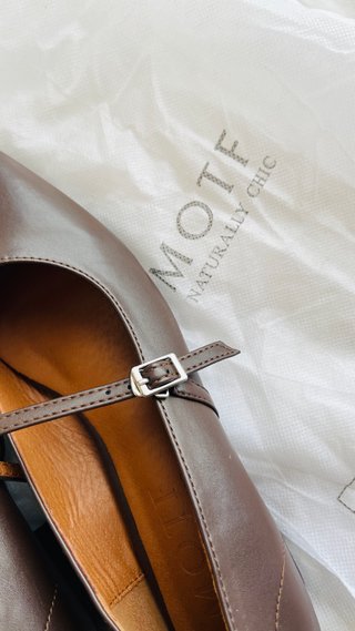 Zapatos Mary Jane Mote Marrón Bajo Tacón