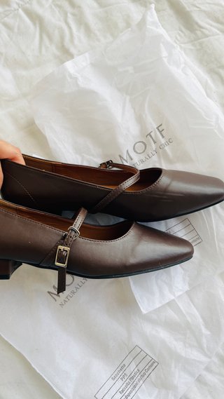 Zapatos Mary Jane Mote Marrón Bajo Tacón