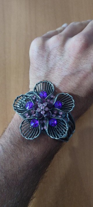 Bracciale vintage floreale con cristalli viola