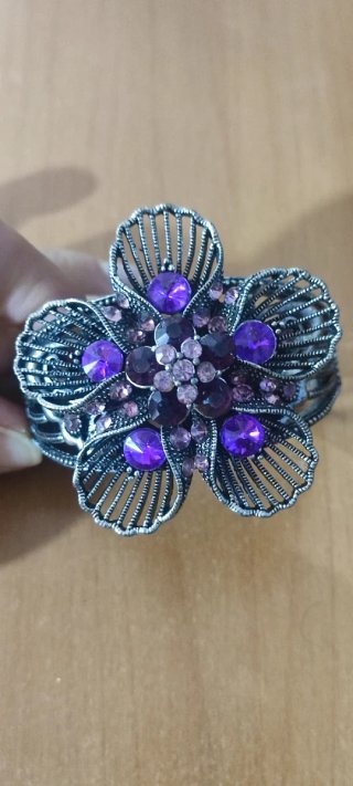 Bracciale vintage floreale con cristalli viola