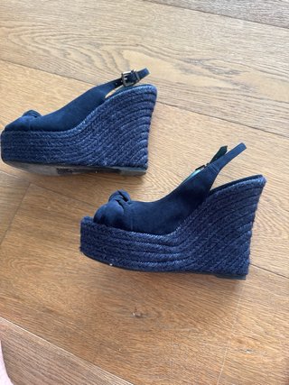 Sandalias Castañer Cuña Alta Azul Marino Talla 37