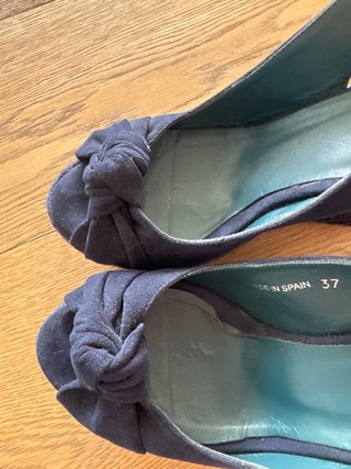 Sandalias Castañer Cuña Alta Azul Marino Talla 37