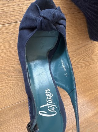 Sandalias Castañer Cuña Alta Azul Marino Talla 37