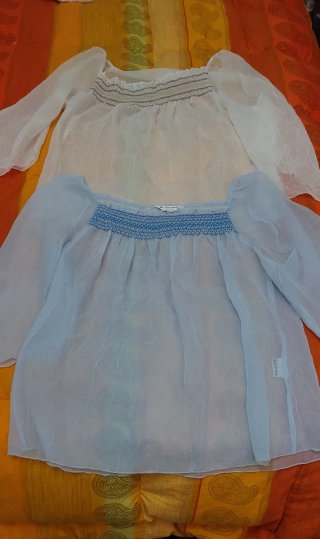 2 Bluse eleganti bianche e arancioni