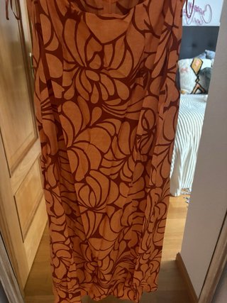 Vestido Zara Naranja y Marrón Estampado